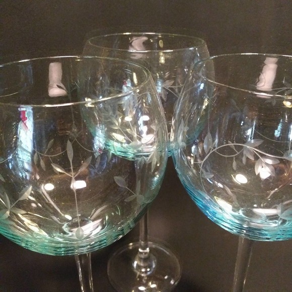 3 Lenox Heather Blue Balloon Crystal Wine Glasses - Picture 7 of 15